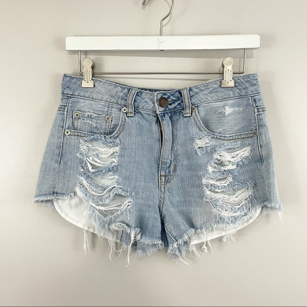 American Eagle Hi Rise Distressed Festival Shorts
